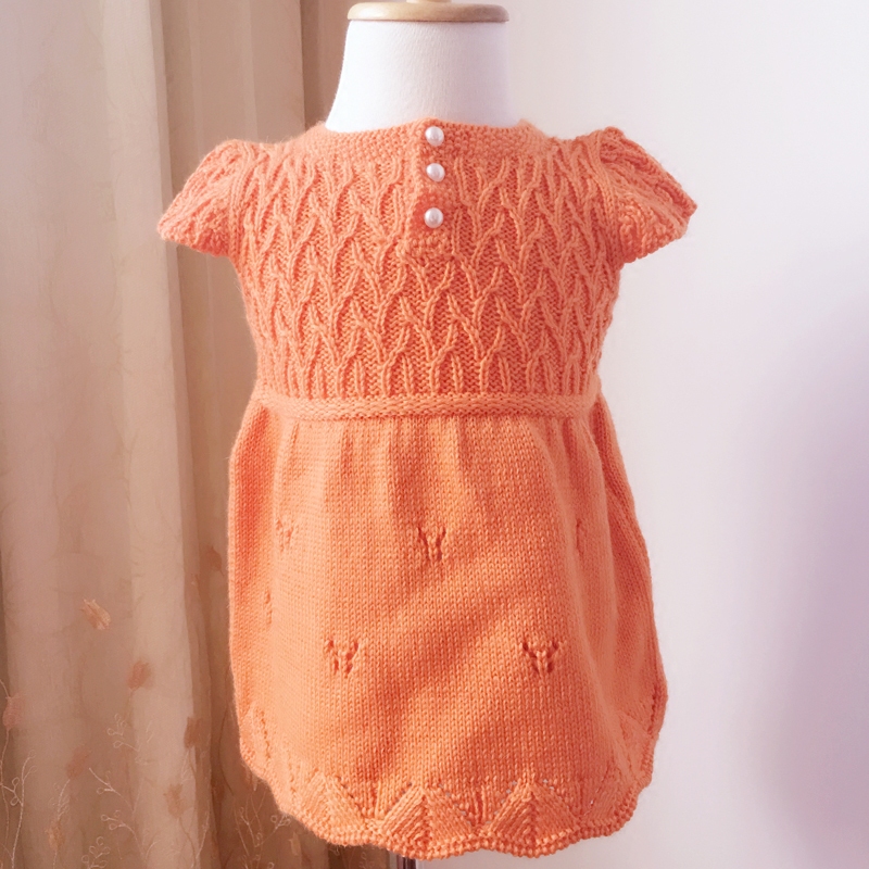 女宝宝短袖连衣裙 婴幼儿手工毛衣连衣裙 女宝宝毛线衣 女童装