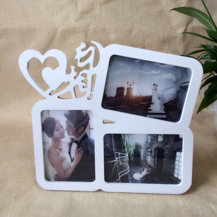 包邮三组合相框摆台桌摆5寸心心相印密度板烤漆婚纱照jrs视频直播_JRS体育直播_jrs直播是什么意思个性框