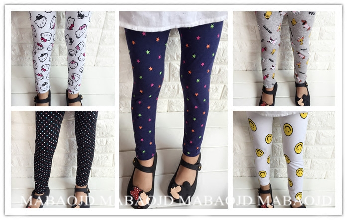 2016年外贸g家秋款女童可爱卡通百搭纯棉打底裤小脚裤宝宝长裤子