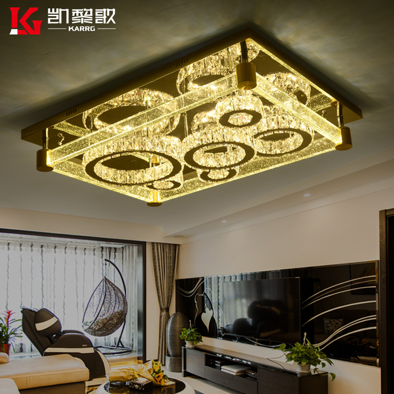 气泡水晶柱客厅灯大气led吸顶灯长方形水晶灯现代主卧室灯具温馨