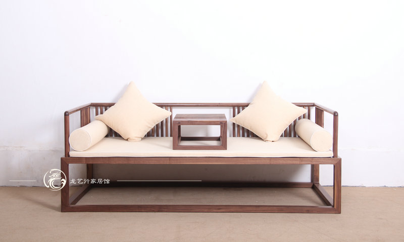 黑胡桃家具北美黑胡桃罗汉床罗汉榻实木原木中式美人榻沙发床包邮