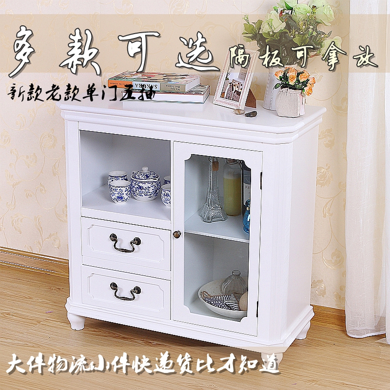 特价欧式实木白色餐边柜时尚简约储物柜橱房现代茶水小酒柜子带门