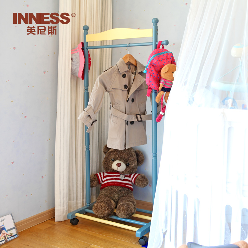 英尼斯 纯实木儿童衣帽架/落地衣架 环保晾衣架 移动式时尚包邮