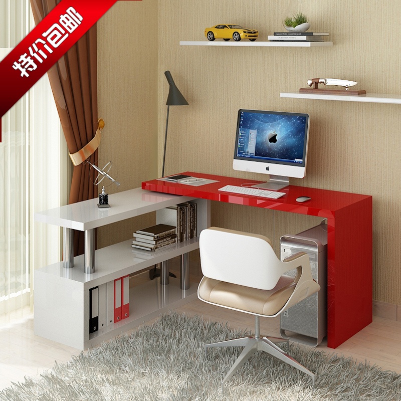 特价转角电脑桌台式家用办公桌旋转书桌书架组合简约学习桌写字台