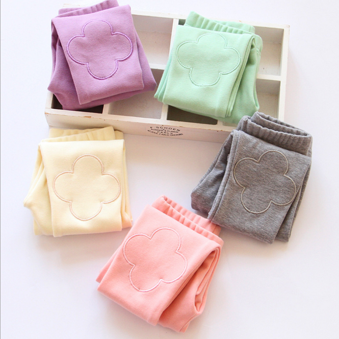 2016春装新款女童韩版修身百搭刺绣花朵裤子 打底裤儿童洋气长裤