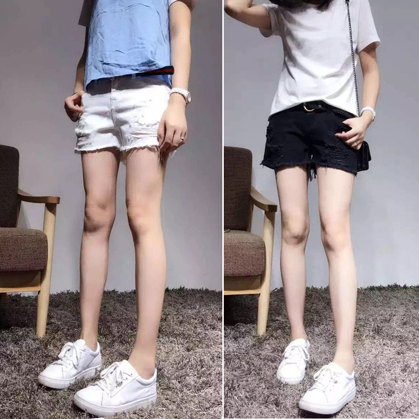 欧洲站2016夏季女装宽松牛仔裤时尚显瘦破洞热裤短裤女裤韩版潮