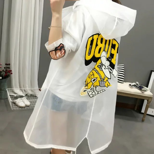 夏新款超薄中长款 欧根纱刺绣时尚潮牌防晒衣外套风衣开衫上衣女