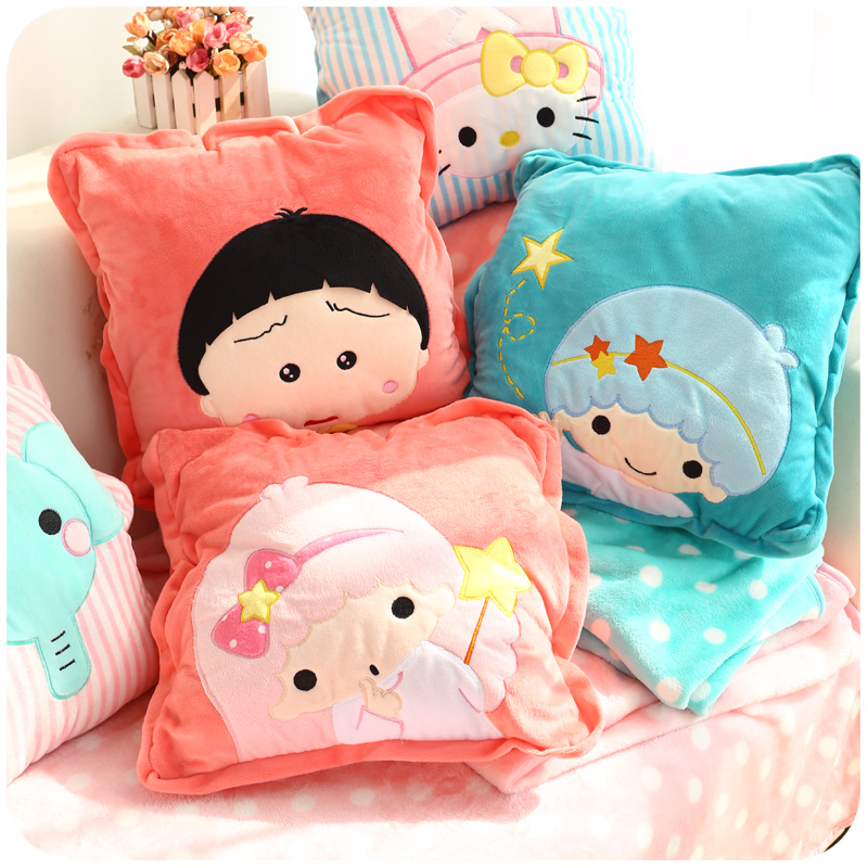 可爱抱枕被子两用 汽车纯棉小靠垫办公室午睡睡觉神器空调被枕头