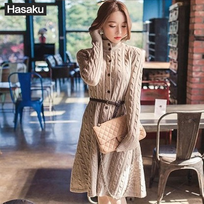 韩国2016春秋宽松加厚长款毛衣开衫大码针织衫麻花毛衣外套韩范女