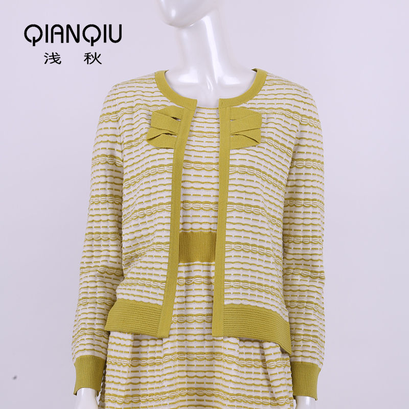 浅秋专柜正品A3556新品短款针织羊毛开衫西装小外套百搭型套装