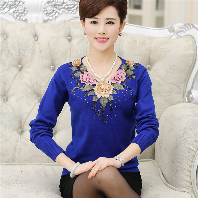 套头宽松毛衣女装秋冬2015新款中老年妈妈装 大码羊毛针织打底衫