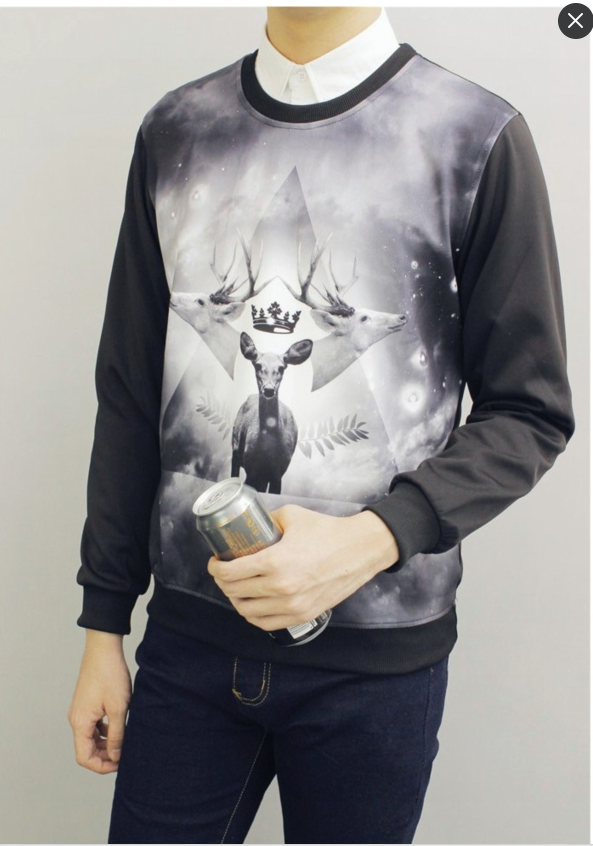 秋冬新款加绒加厚套头卫衣原宿风太空棉3D小鹿男女休闲套装班服bf