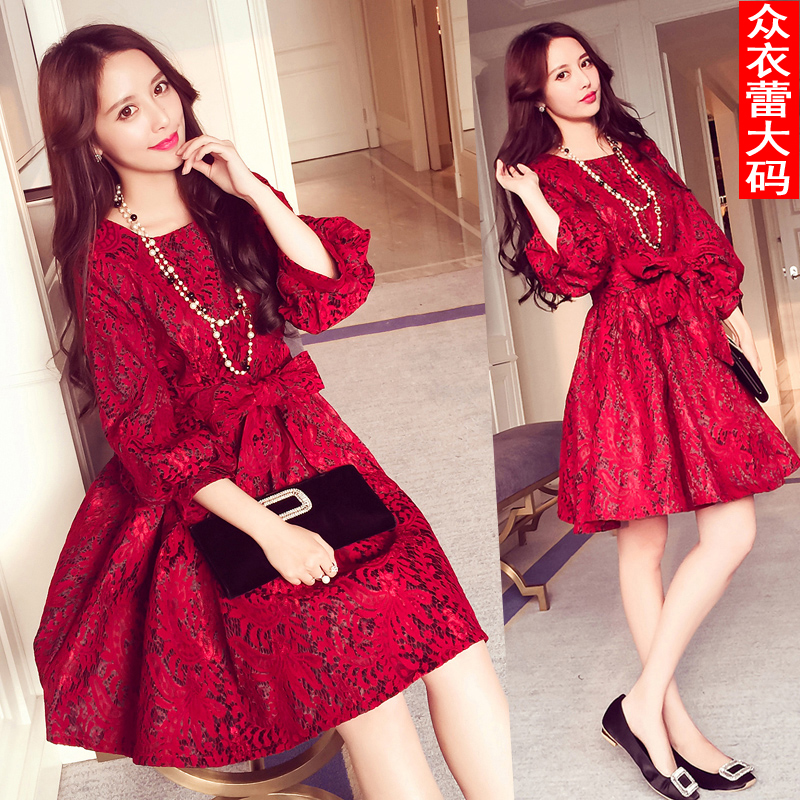 2016秋装新款胖mm妹加肥加大码女装连衣裙子