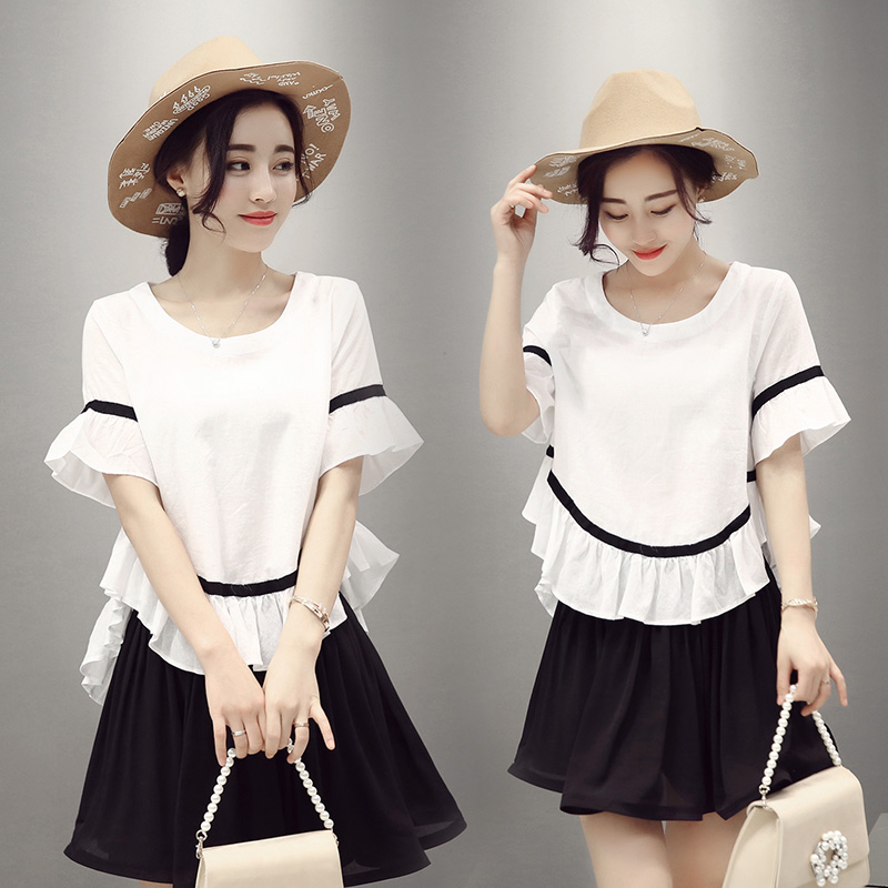 艾蜜雪2016less官方邻家女孩旗舰店熙然女装新款通勤短袖连衣裙