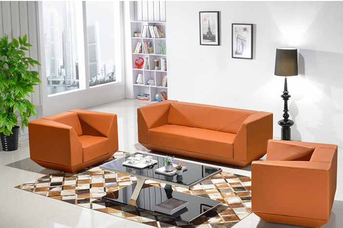 厦门办公家具办公沙发简约现代钻石办公沙发茶几组合真皮会客沙发