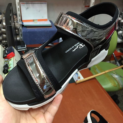 韩国代购女鞋2016新款韩版摇摇底魔术贴厚底凉鞋拼色运动学生鞋夏