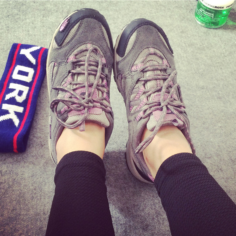 100%真皮2016春季韩版登山休闲运动鞋厚底松糕鞋百搭平底女鞋单鞋