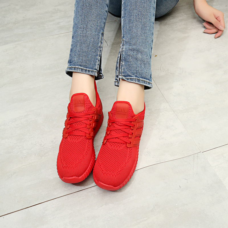 2016秋季新款男女椰子鞋飞织网布透气运动跑步休闲情侣大红色板鞋
