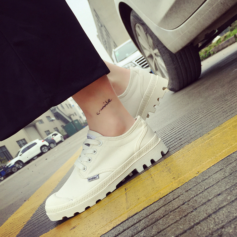 春季厚底帆布鞋女士休闲鞋白色布鞋内增高女鞋韩版松糕小白鞋板鞋