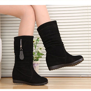 2016新款春季马丁靴女式中筒靴平底短靴内增高包邮单靴英伦女鞋