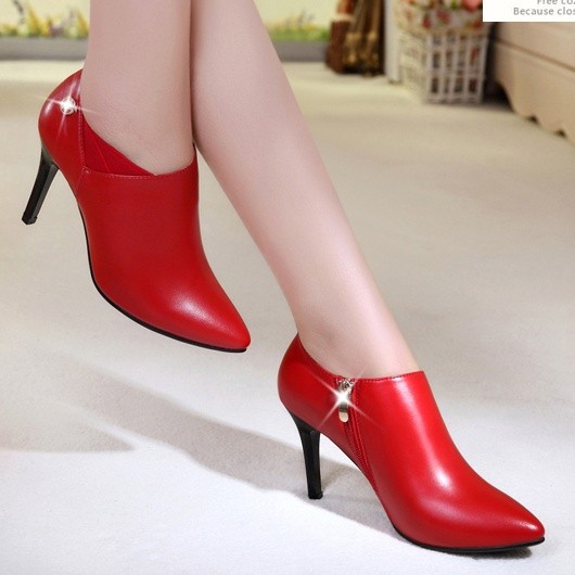 单鞋女高跟真皮2016秋季新款好恋意尔康正品细跟尖头深口女鞋皮鞋