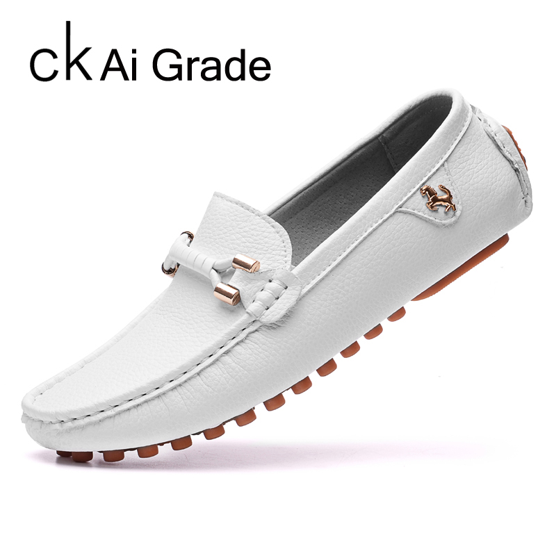 春季英伦豆豆鞋真皮白色驾车鞋软底潮流休闲鞋男鞋皮鞋懒人圆头37