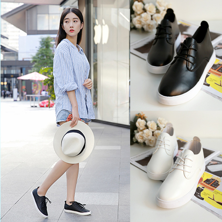 2016夏秋新款平底单鞋女小白鞋休闲运动鞋板鞋平跟系带女鞋潮韩版