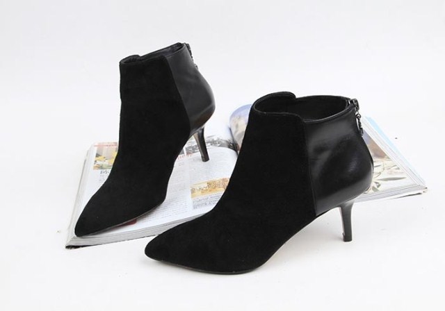 小码31 32 33秋冬真皮特大码女靴40 41 43尖头高跟细跟靴子短靴女