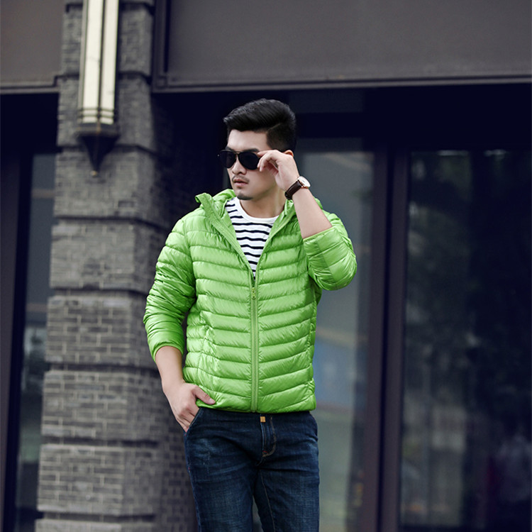 轻薄连帽加大码羽绒服男装休闲轻便外套90%白鸭绒反季特卖