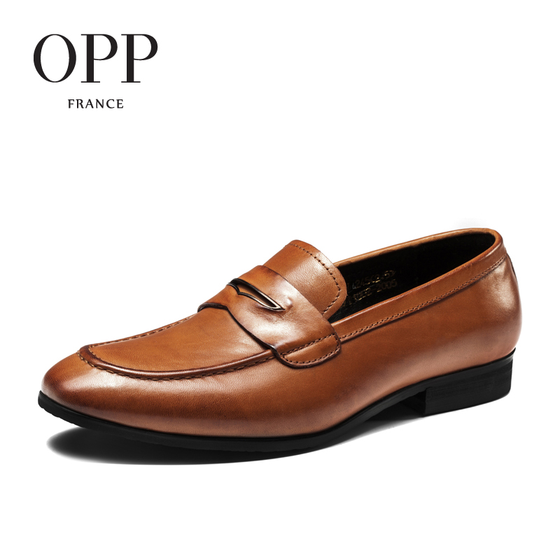 OPP正品高端商务休闲皮鞋男 2015春季新款英伦潮流真皮透气男鞋子