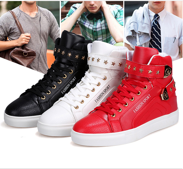 权志龙同款鞋子高帮鞋红色林弯弯鞋子秋季运动鞋男生潮牌柳钉板鞋