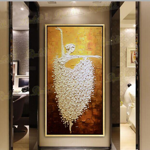 手绘欧式油画壁画装饰画现代简约客厅过道玄关挂画竖版抽象芭蕾舞