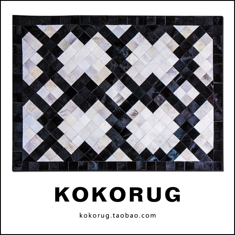 欧美客厅家庭地毯设计师抽象图案现代卧室新款茶几黑白色几何风格