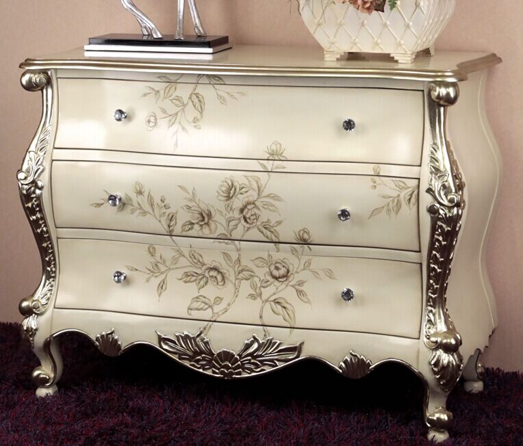 欧式玄关装饰柜美式门厅玄关柜新古典时尚彩绘柜实木装饰储物斗柜