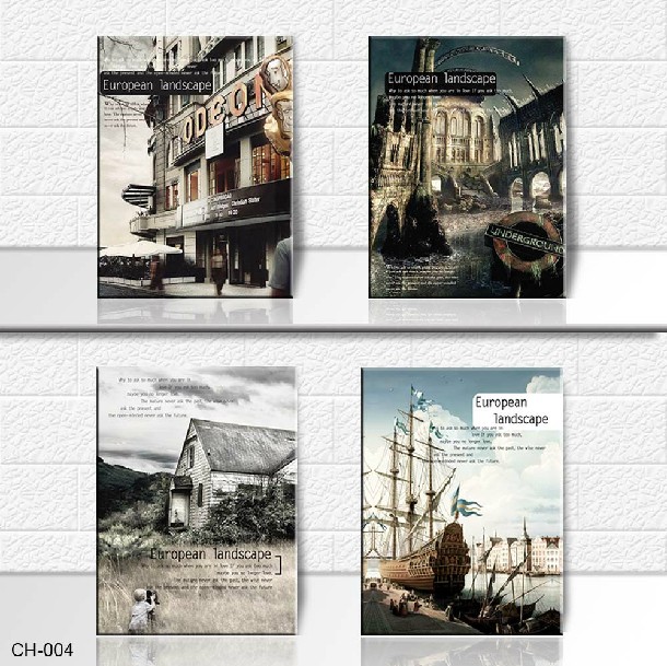 欧美风格建筑酒吧酒店宾馆家居装饰画帆布无框画壁画喷绘油画墙画