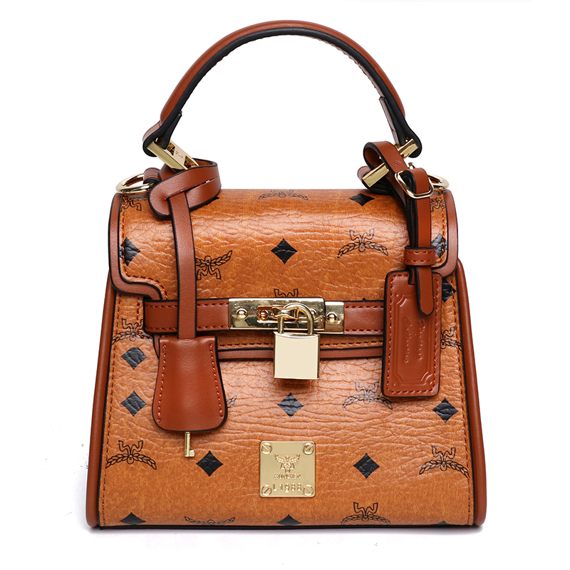 明星同款凯莉包minin锁头小包单肩斜跨手提包真皮牛皮女包