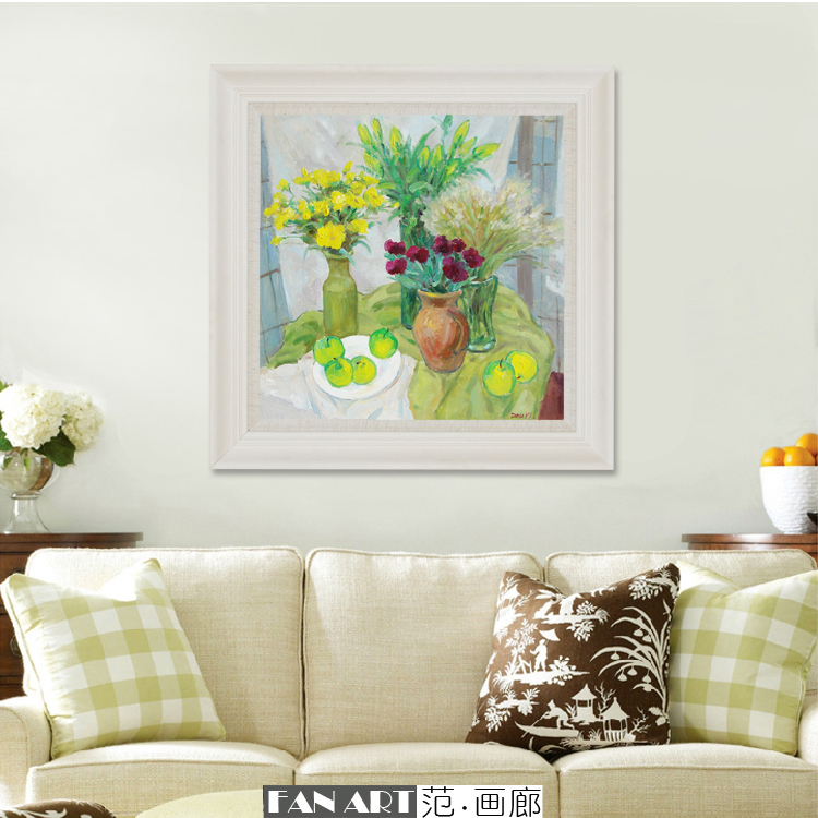 原创手绘油画简约现代客厅卧室沙发餐厅酒店装饰画单幅-餐厅花卉