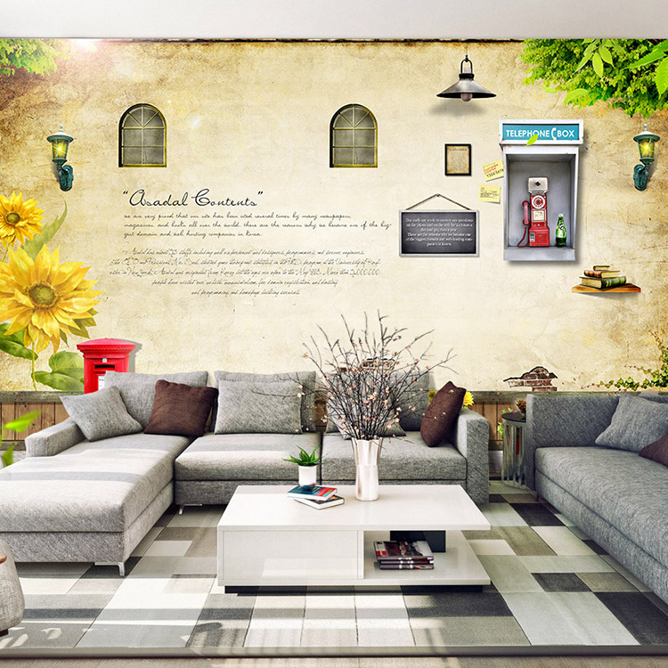 旧个性壁纸 咖啡馆酒吧清吧室外背景墙纸无缝壁画3D欧式复古怀