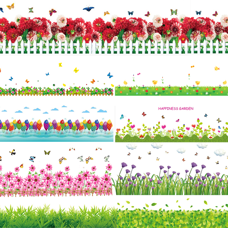 卧室走廊玄关墙角装饰幼儿园腰线墙贴 自粘可移除踢脚线防水贴画