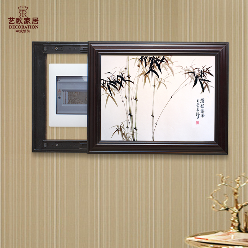 遮挡配电箱电表箱装饰画可推拉电源盒壁画 客厅现代风景中式挂画