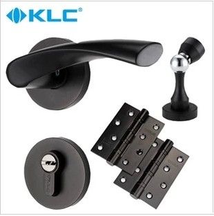 德国KLC 门锁 室内卧室房门把手 欧式机械门锁 黑色新款 超值套餐