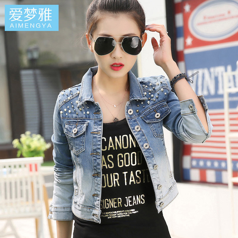 春秋牛仔外套女短款韩版修身长袖学生百搭牛仔衣夹克短外套2016新