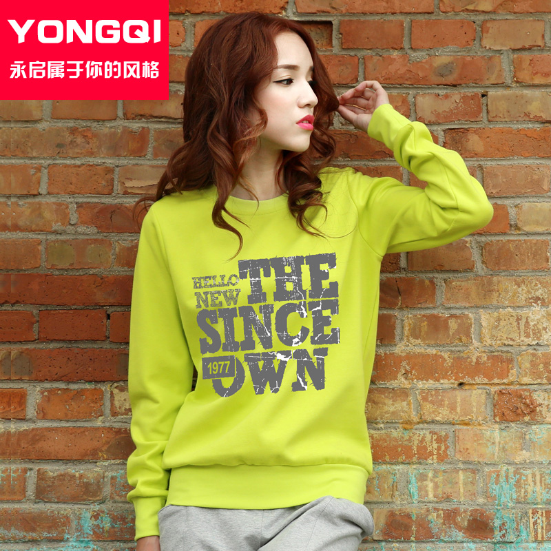 永启春秋新款女士卫衣短款长袖运动外套时尚韩版潮学生无帽套头衫