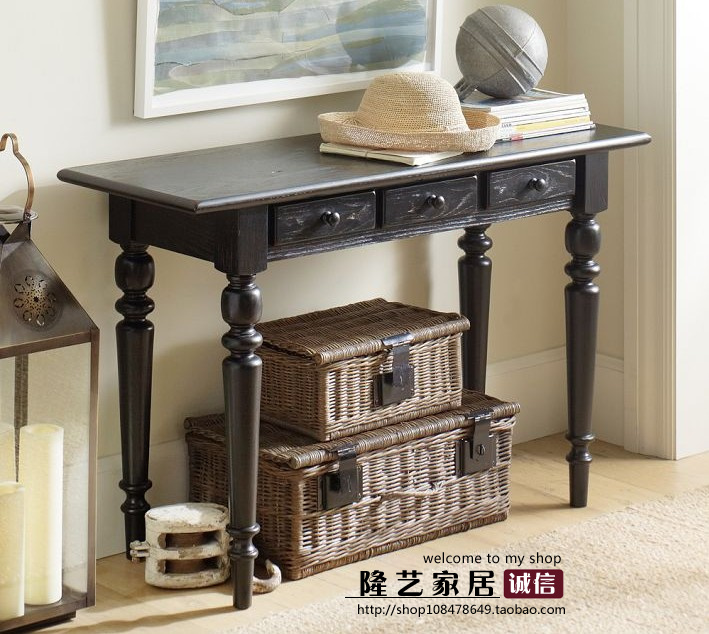 法式美式复古做旧玄关桌别墅奢华装饰柜美式客厅储物柜可定制