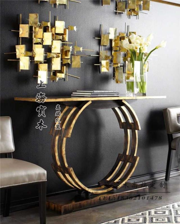 美式实木雕花玄关柜法式高档家具简约装饰柜餐边柜欧式奢华门厅柜