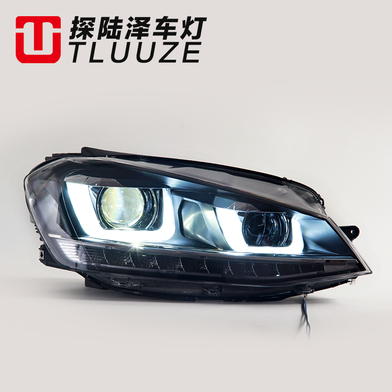 高尔夫7氙气大灯总成 高7改装双U型 高配LED