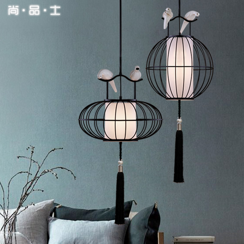 尚品士新中式日式jrs视频直播_JRS体育直播_jrs直播是什么意思小鸟咖啡厅餐厅中国风铁艺复古灯笼喜鹊吊灯