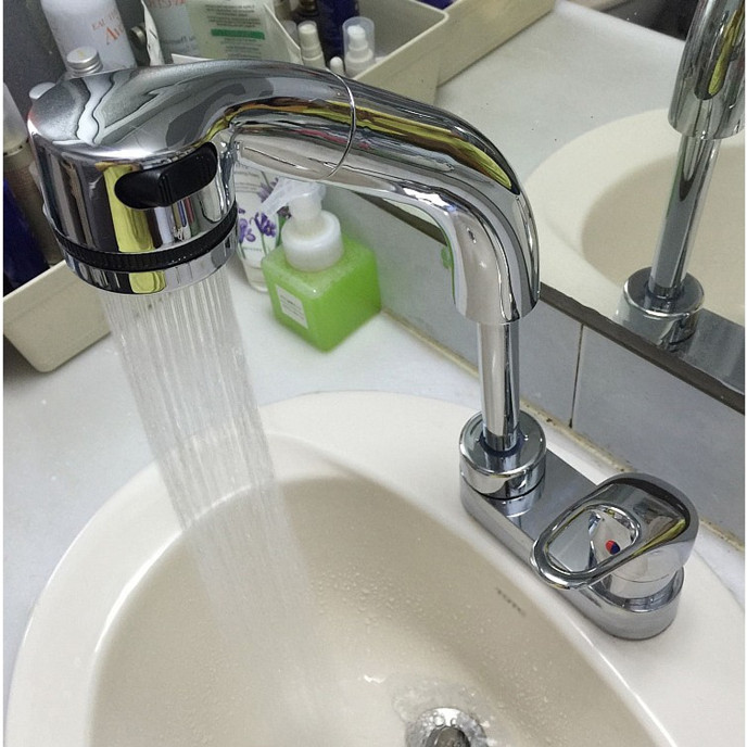 全铜双孔冷热抽拉式面盆水龙头台下盆洗脸盆箭牌浴室柜水龙头洗头