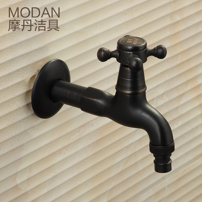 摩丹 黑古欧式洗衣机龙头全铜加长单冷快开水龙头4分水嘴小水龙头
