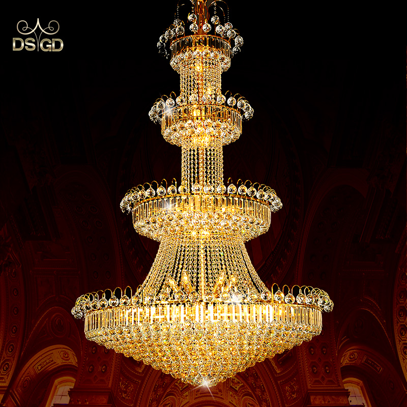 简约现代黄色复式楼水晶吊灯客厅欧式灯大气楼梯灯餐厅别墅大堂灯